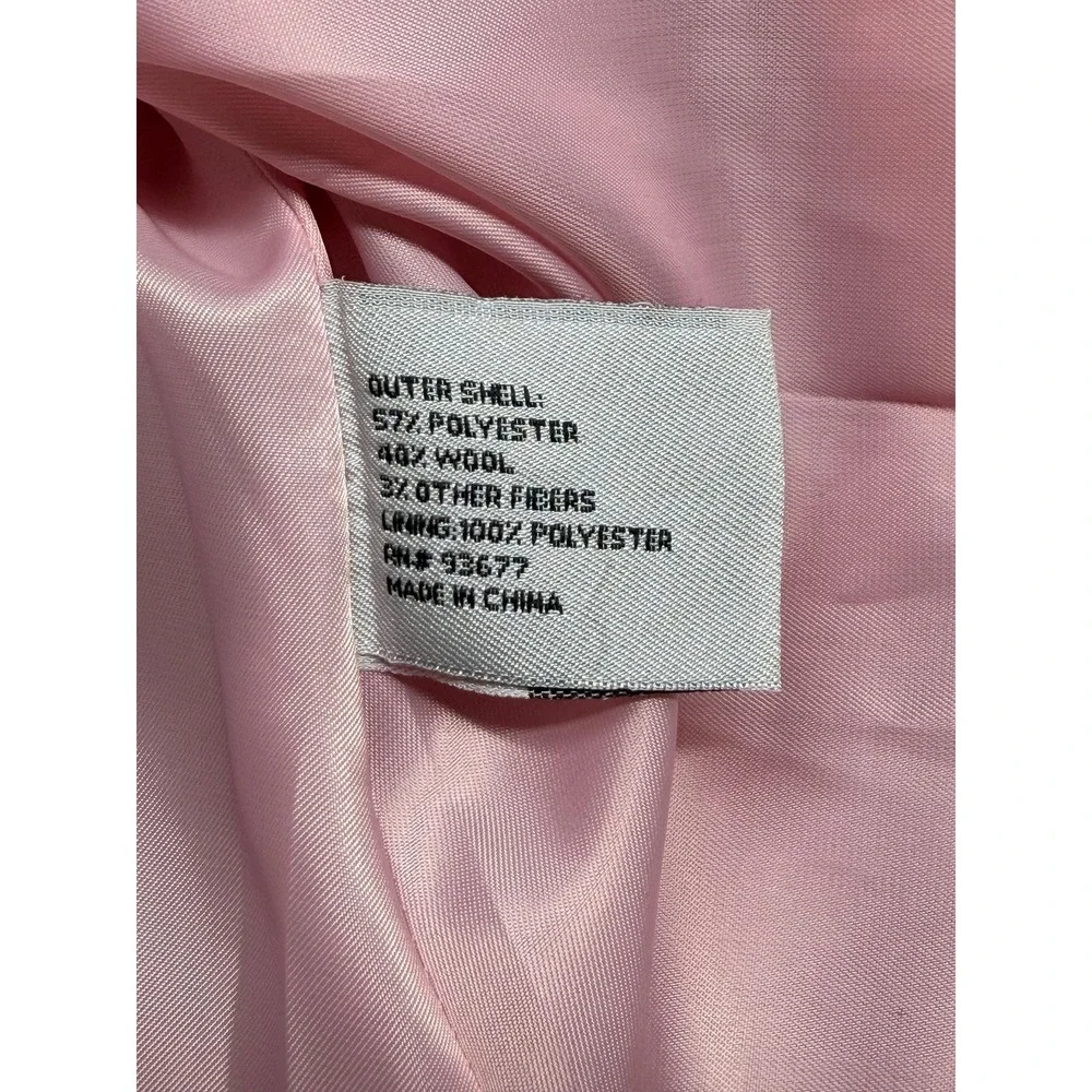 Worthington Pea‎ Coat Womens Medium Pink Tweed Wool Blend Lined Preppy Academia - Picture 7 of 11